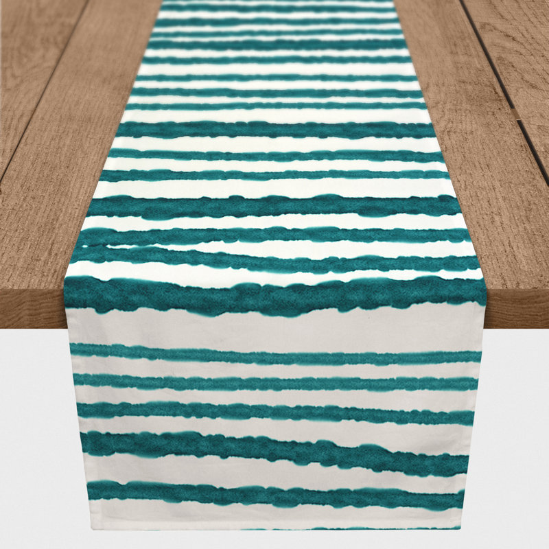 Chemin de table Alue, 90 po x 16 po, Bleu marine, Striped 1
