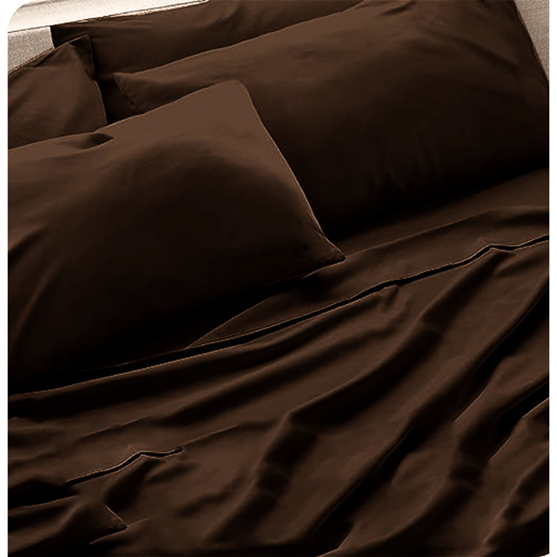 6-Piece Premium Deep Pockets Microfiber Sheet Set, Twin, Chocolate
