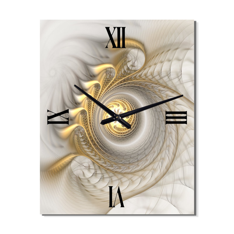 Fractale éclatante avec courbes récursives - Horloge murale abstraite en métal, Petit