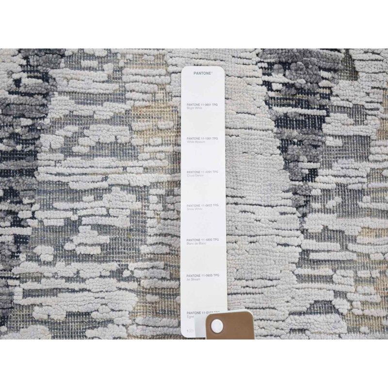 Tapis décoratif noué à la main gris New Age de conception unique 2 pi x 3 pi 1 po