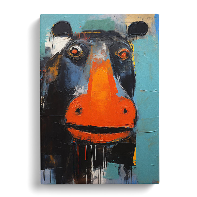 Hippo Expressionism - Wrapped Canvas, 60cm H x 40cm W x 3cm D