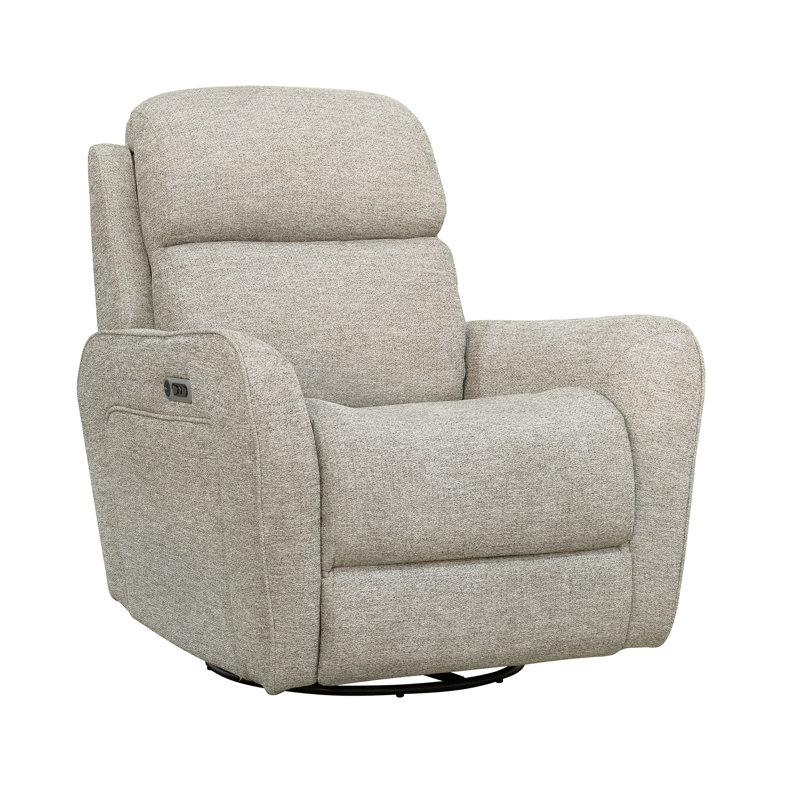 Royst Upholstered Swivel Power Recliner, Upgrade Muslin