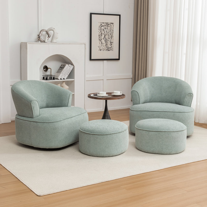 Chaise pivotante rembourrée en polyester avec repose-pieds, Polyester sarcelle