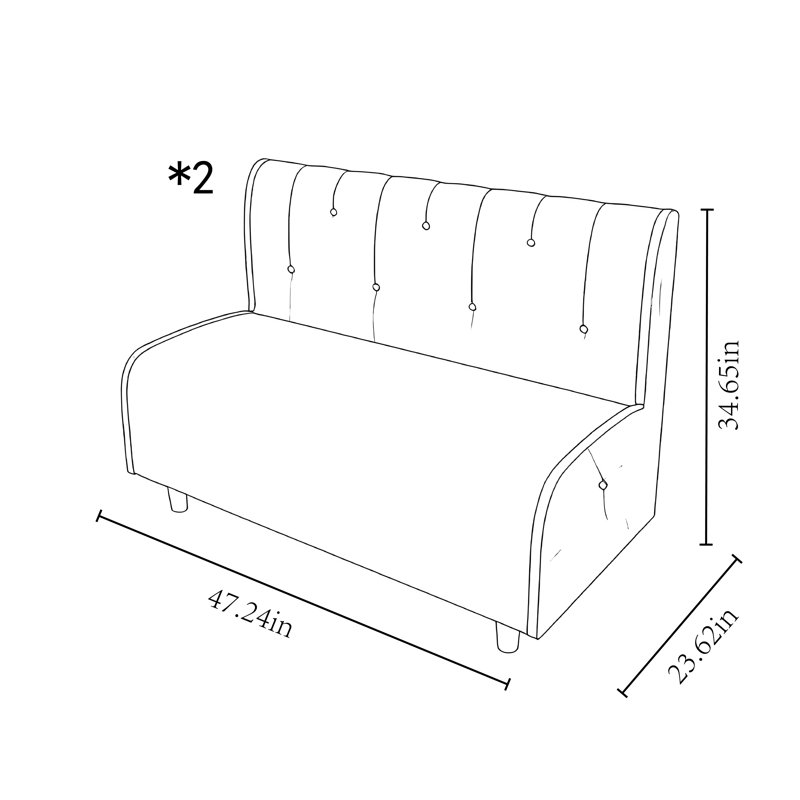 Light Gray Padded Double Reception Bench Set