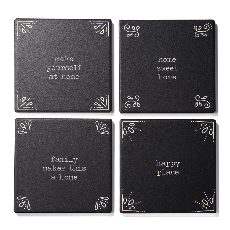 Ensemble de 4 sous-verres en céramique Happy Place