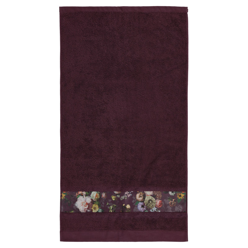 Fleur Cotton Blend Midweight Hand Towel, Burgundy