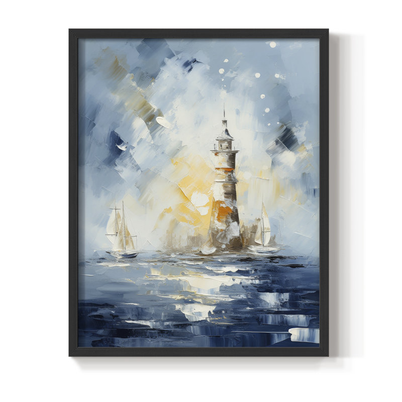 NAUTICAL Series, impression encadrée - bois massif, Noir, noir, noir, noir, H 15 po x l 12 po