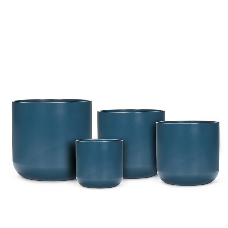 Ceramic Cachepot, 8" H x 8" W x 8" D, Dark Blue