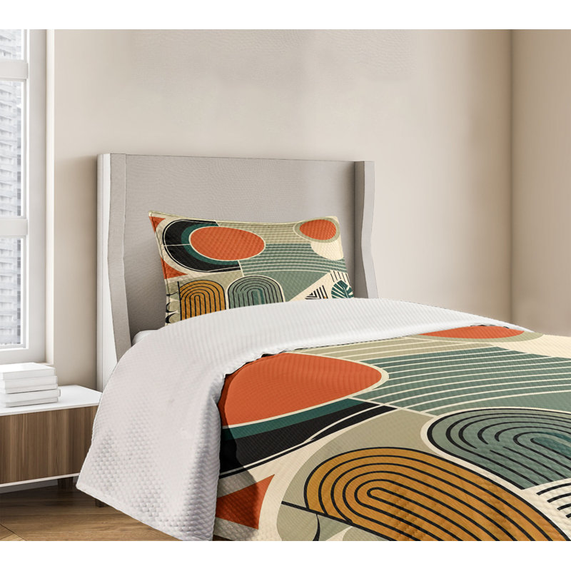 Twin Gray Abstract Polyester Bedspread Set