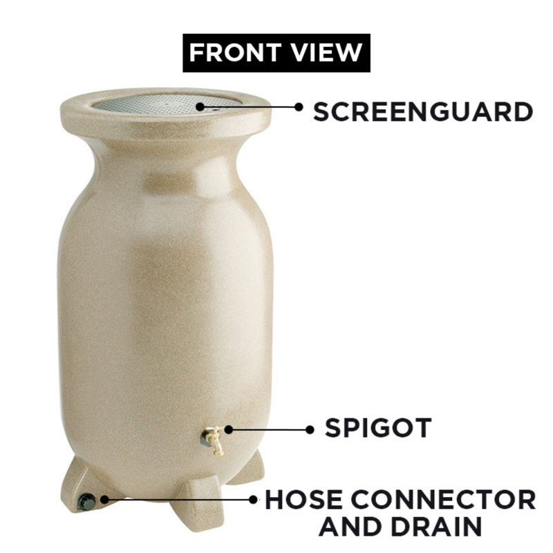 Sandstone-Look Beige 75-Gallon Plastic Rain Barrel