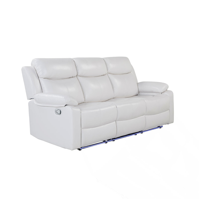 White Reclining Sofa featuring LED Lights
