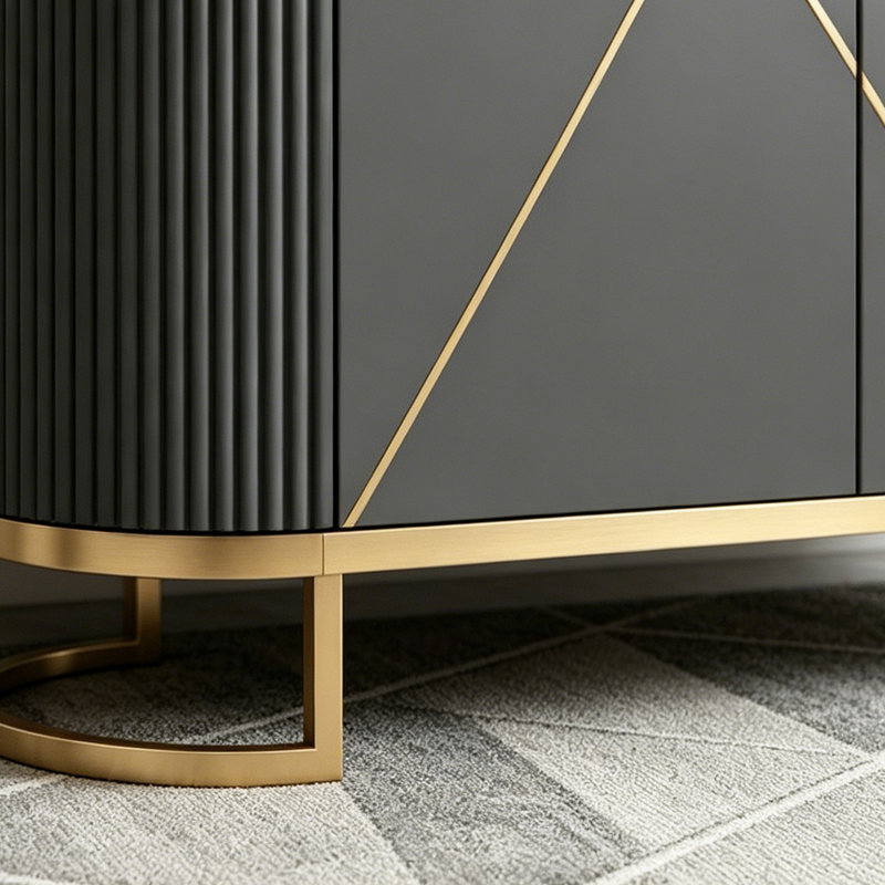 Buffet grande capacité moderne de style elliptique, Gris / Noir