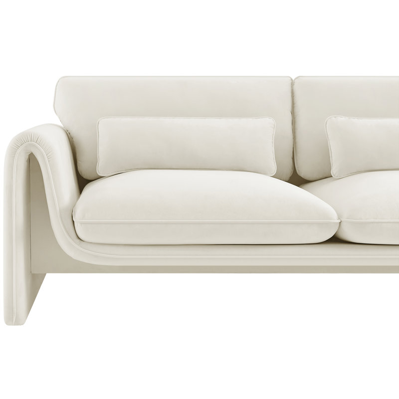 Sloan 86" Velvet Rolled Sofa, Cream Velvet