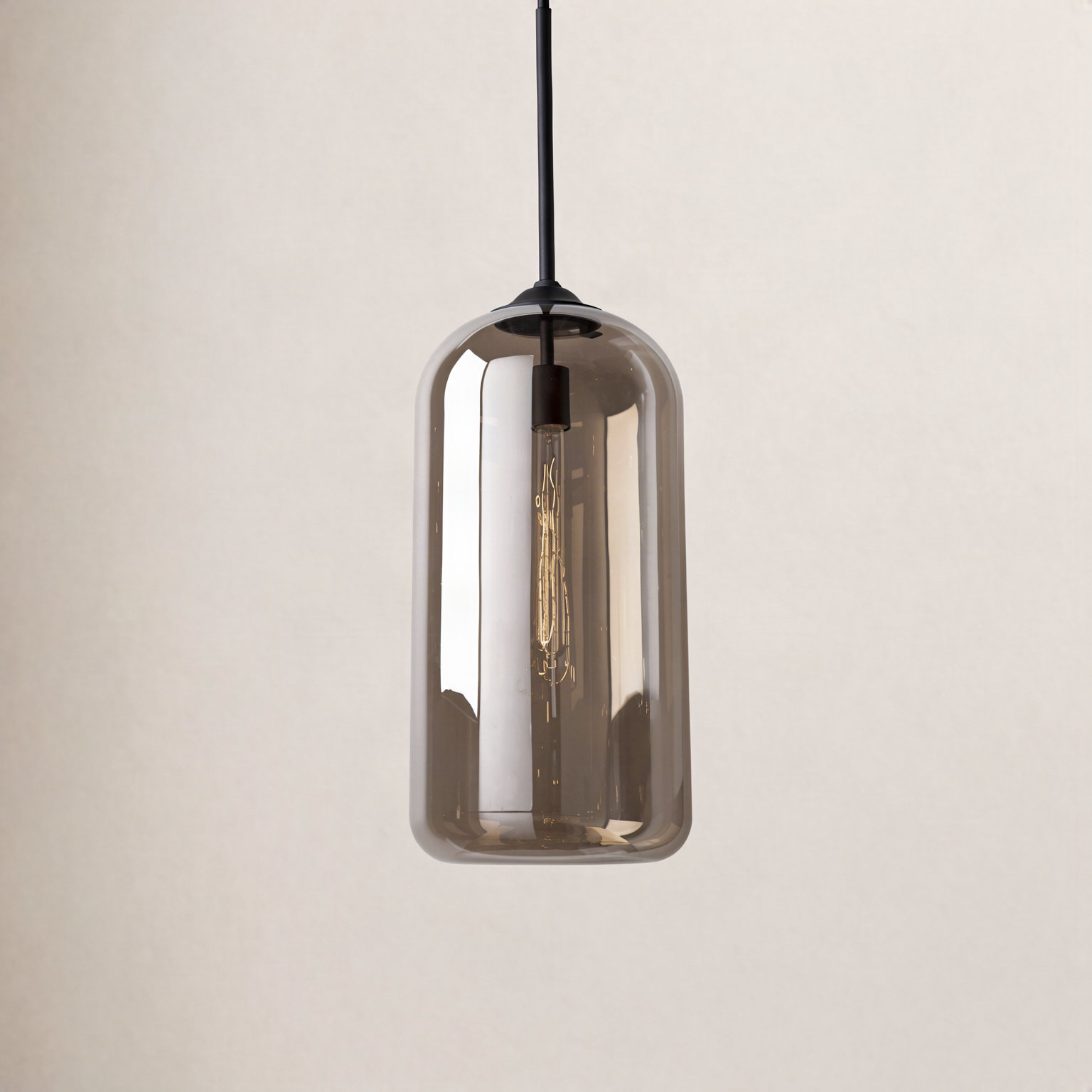 District Dimmable Single Light Pendant, 15.75" H x 8" W x 8" D, Brown