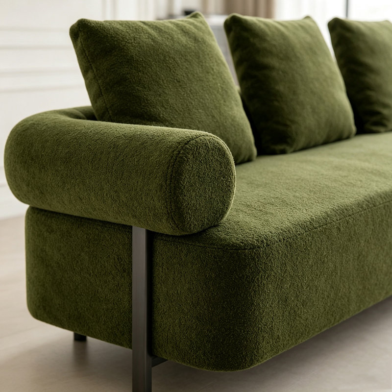 Canapé moderne 3 places avec 3 coussins, vert, Green