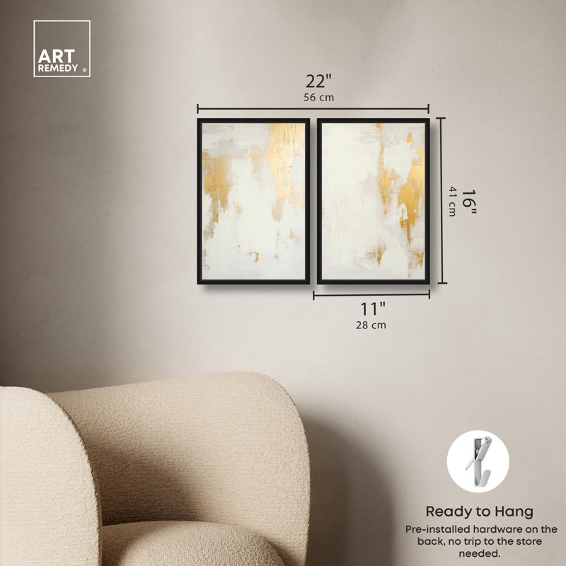 "Tranquility pair", ensemble de 2 reproductions d'art sur toile par , H 16 po x l 11 po, Noir