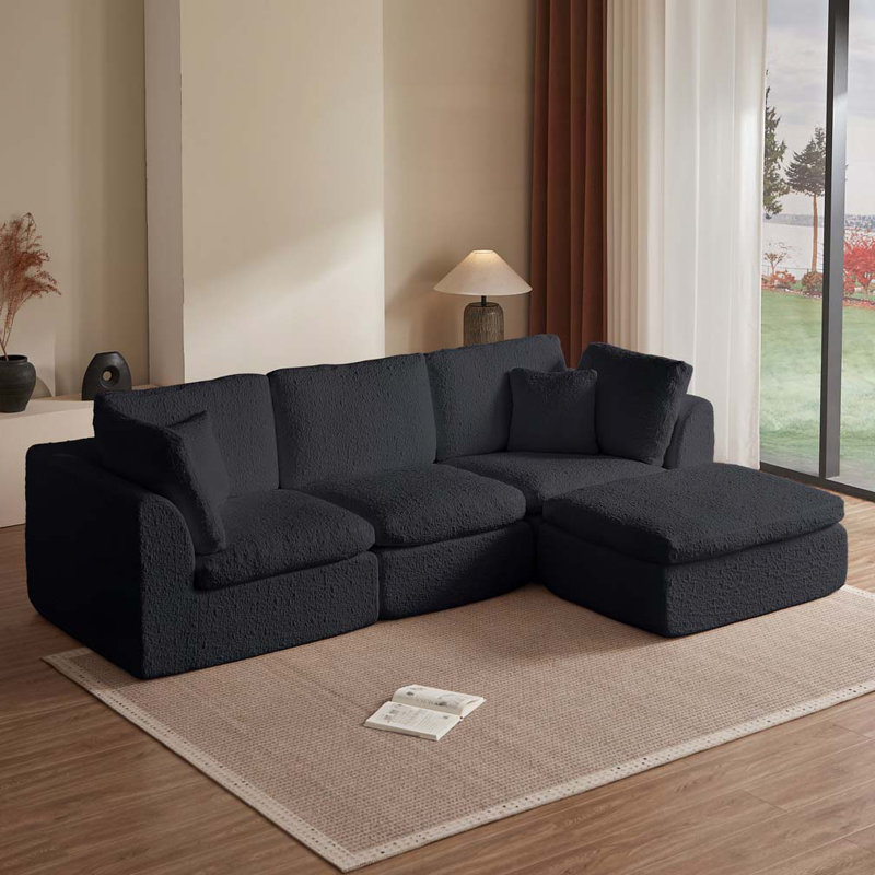 3 Seater Modular Sectional Sofa, Black
