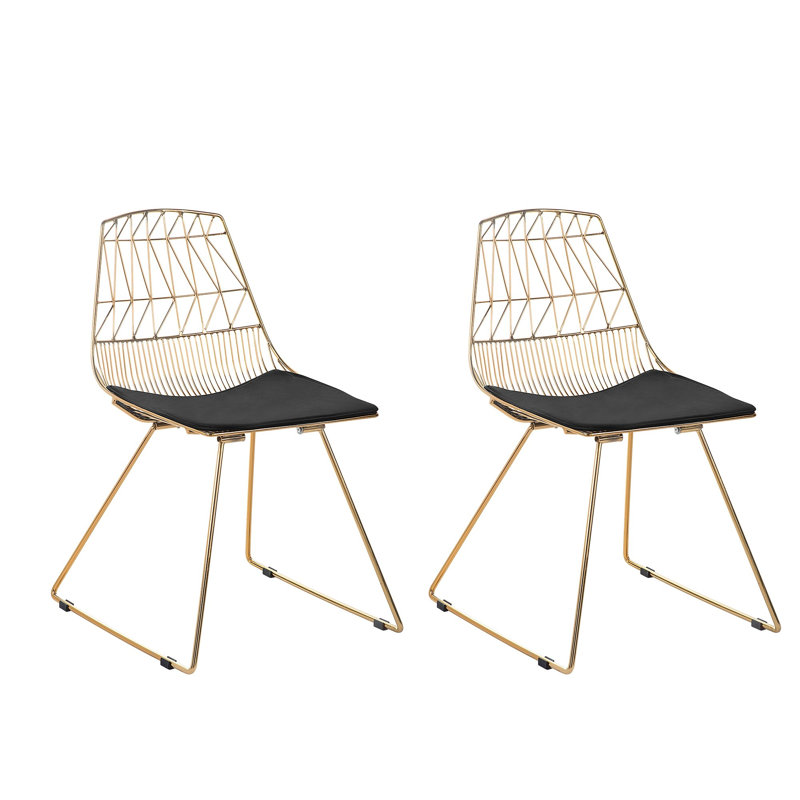 Harlan 46 cm H Upholstered Slat Back Dining Chair, Gold