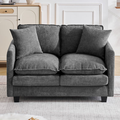 51'' Cloud Loveseat Sofa Couch, Modern 2-Seater Sectional with Deep Seat, 2 Throw Pillows