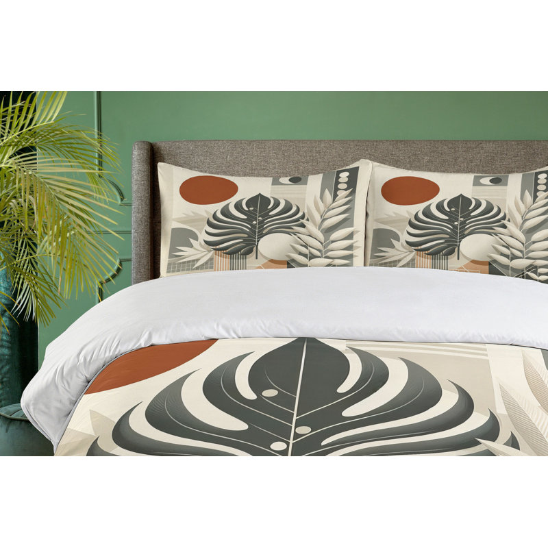 Monstera Duvet Cover, California King Duvet Cover + 2 Standard Shams