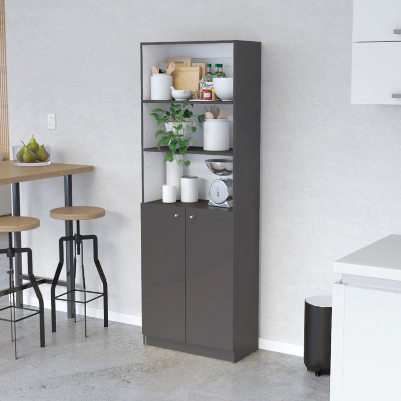 Matt Gray And White 2-Door Bookcase, Gray/White