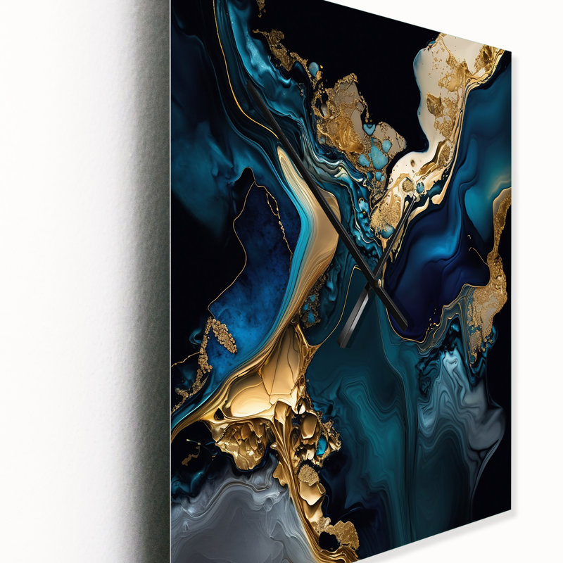 Abstract Geode Marble IV - Horloge murale abstraite, H 32 po x l 16 po x P 1 po