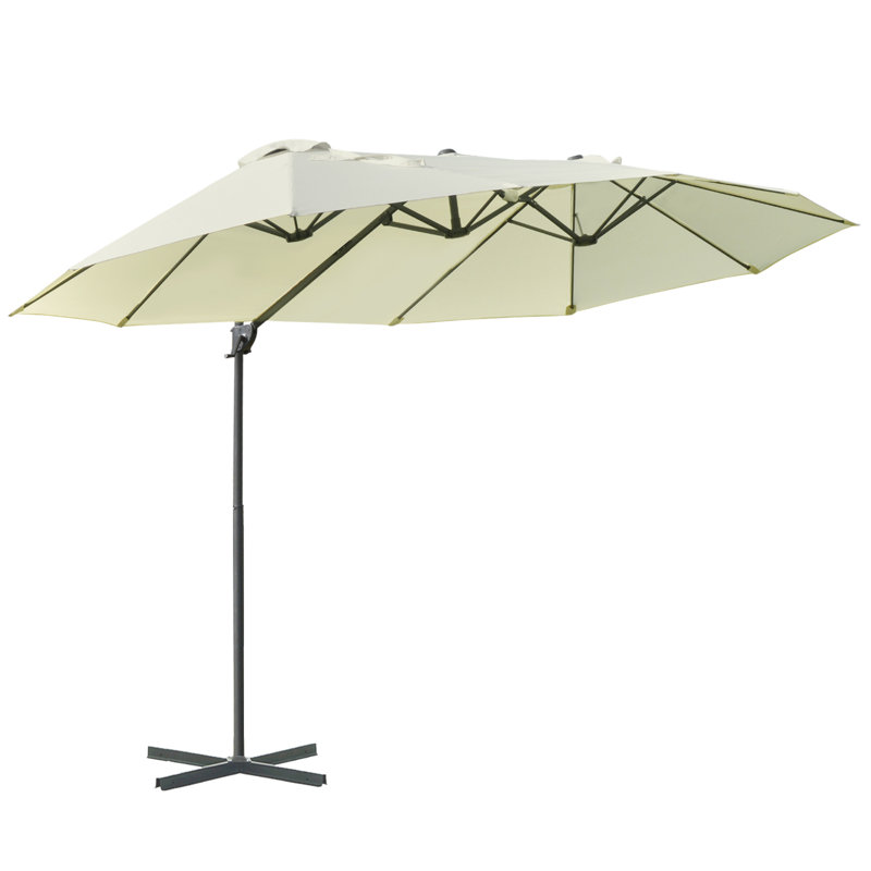 Cristina Double Canopy Offset Parasol Umbrella Garden Shade Steel Canopy, Biege
