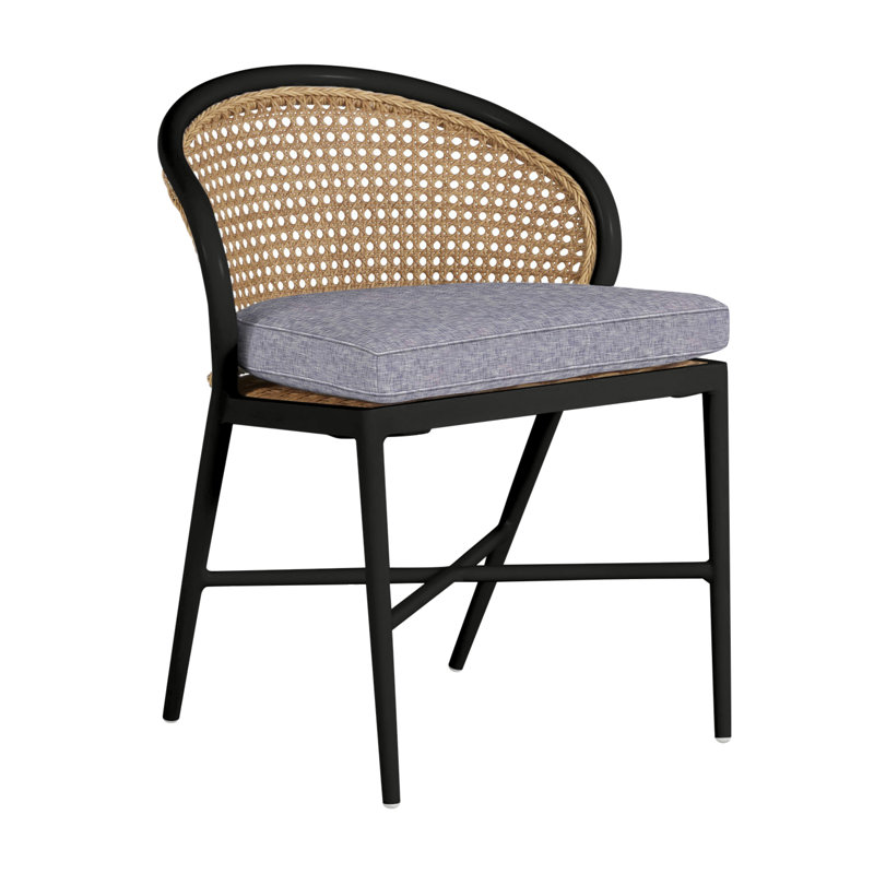 Havana Side Chair, Welt, Black, Linen Chambray