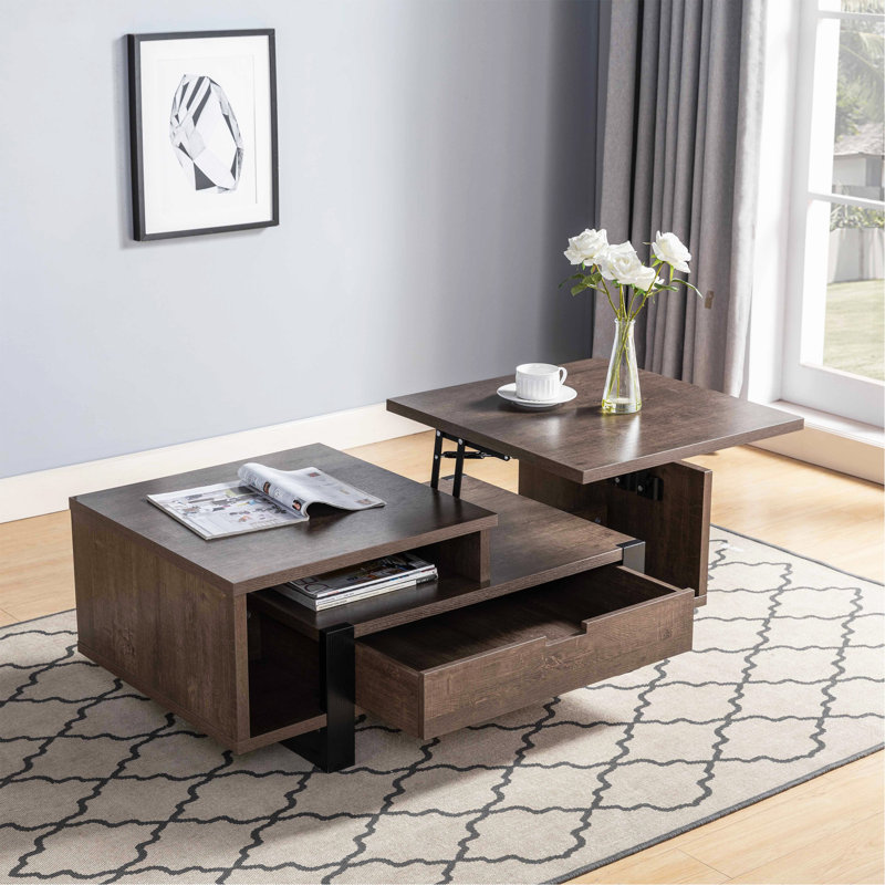 Table basse à plateau relevable avec rangement