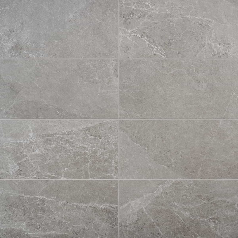 ZenTech 12x24 Matte Porcelain Tile, Silver Gray