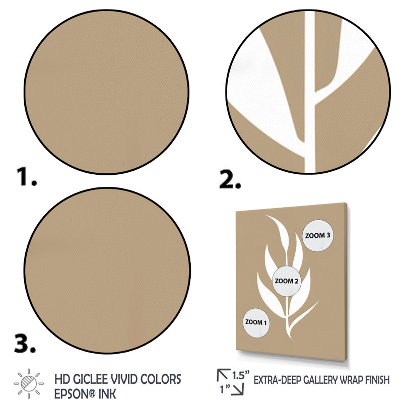 Minimal Botanicals, feuille simple sur fond beige, H 32 po x l 24 po x P 1 po, Cadre naturel flottant