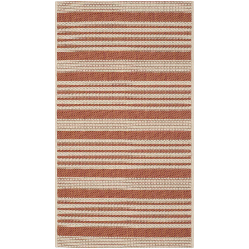 Arneshia Striped Terracotta/ Beige Indoor / Outdoor Area Indoor/Outdoor Area Rug, Rectangle 4' x 5'7"