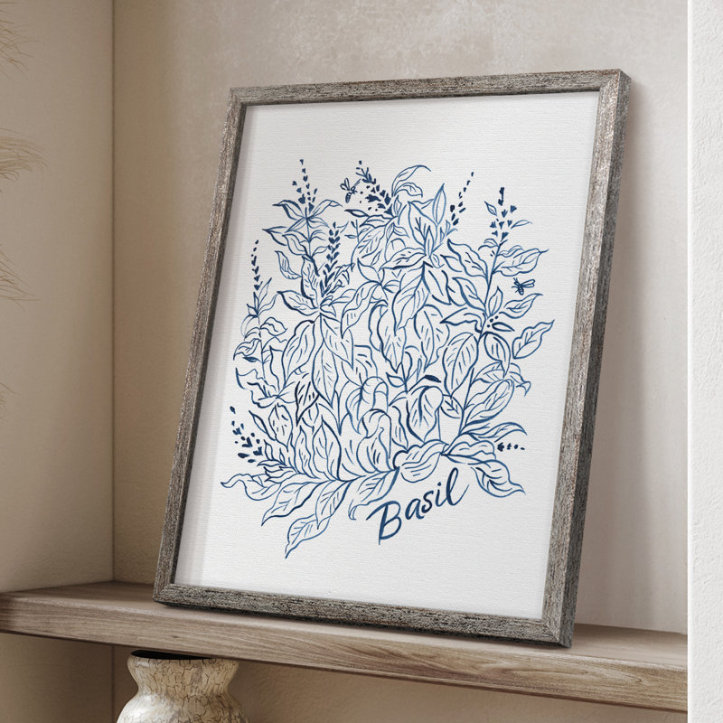 «Summer Herb Garden Sketches I», reproduction encadrée - bois massif, H 15 po x l 12 po