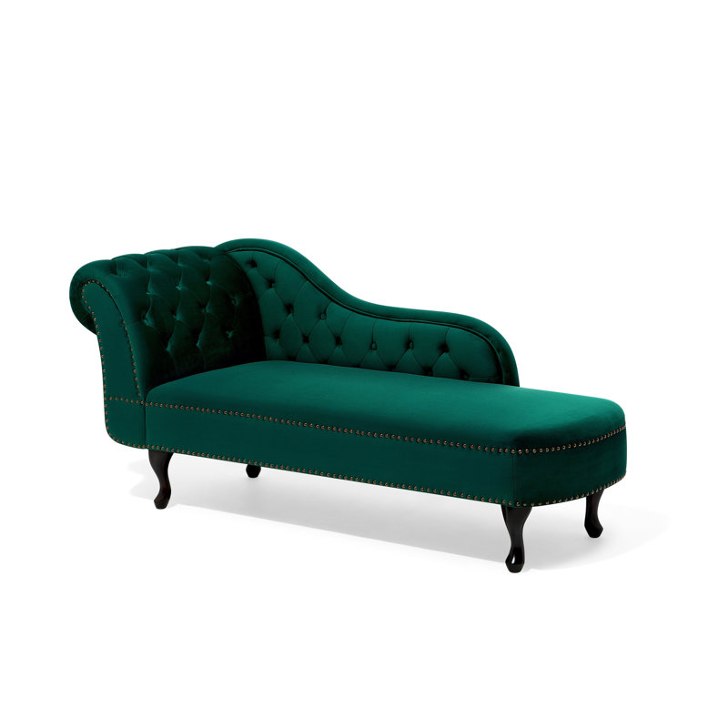 Hartell Velvet Chaise Lounge, Green