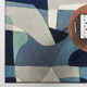 Gaye Geometric Handmade Tufted Wool Teal/Navy/Beige Area Rug