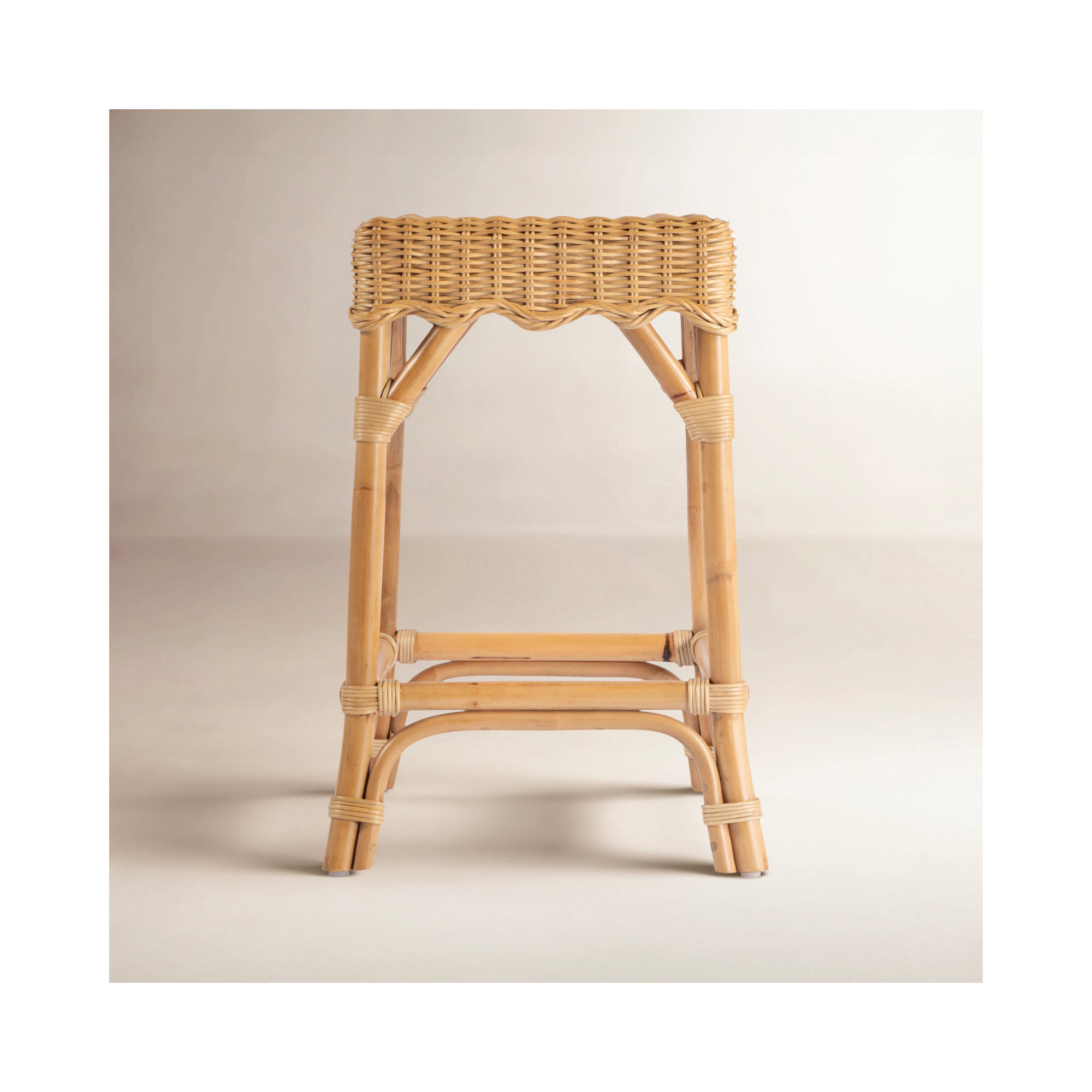 Lacie Rattan Scalloped Bar and Counter Height Stool, Counter Stool (24" Seat Height)