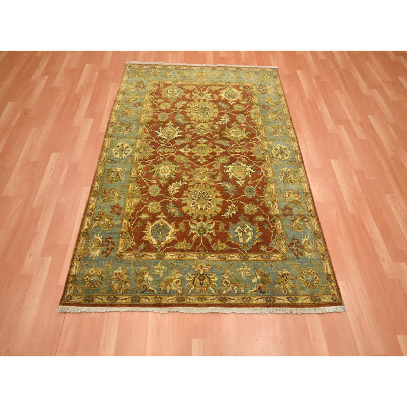 Tapis oriental rouge noué à la main 4 pi 8 po x 6 pi 4 po, collection Lamani, 100% laine, 300 KPSI
