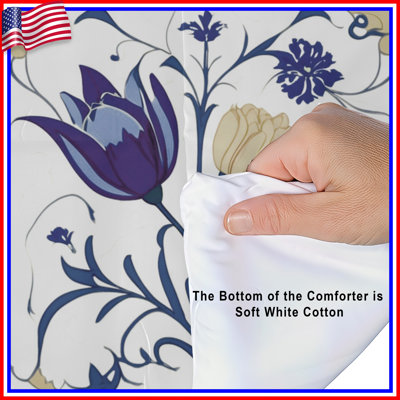 Blue Floral Tile Comforter