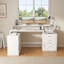 Bureau d'ordinateur en L de 66 po avec tablettes cubiques et armoire Ravleen-1242565577