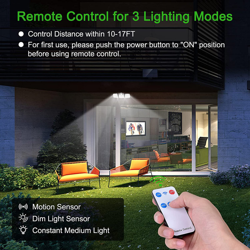 2-Pack Solar Outdoor Security Lights with Motion Sensor 6000K