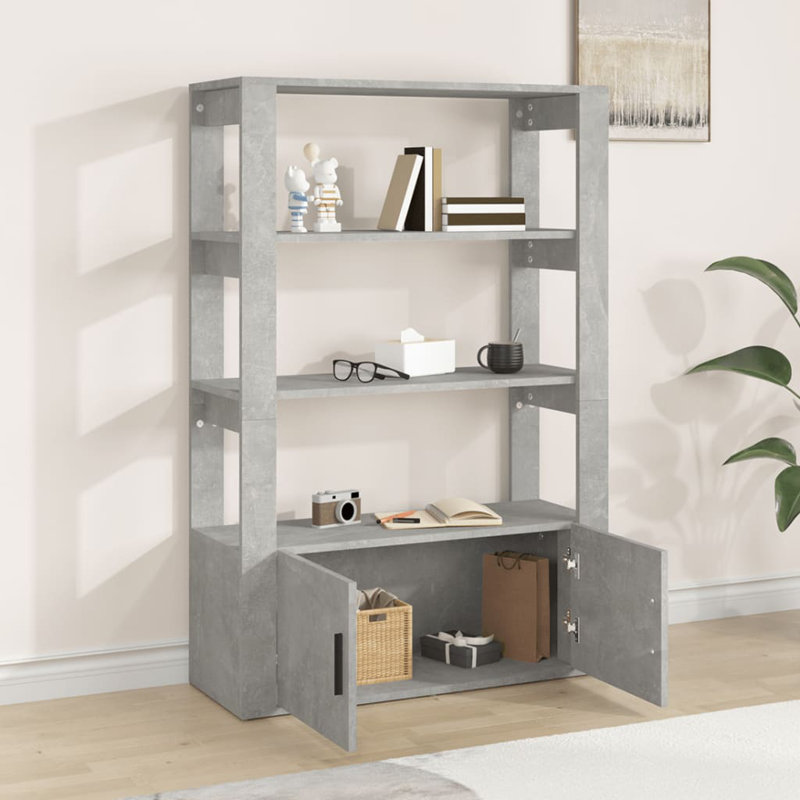 Liiam 119.5 cm H x 80 cm W Standard Bookcase, Concrete Grey