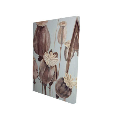 Sepia Poppy Head Flowers | Still Life Canvas for Home Decor
