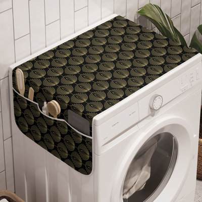 East Urban Home Geometric Flower Washing Machine Organizer Pack of 2 47" x 18.5" Charcoal Grey and Mustard