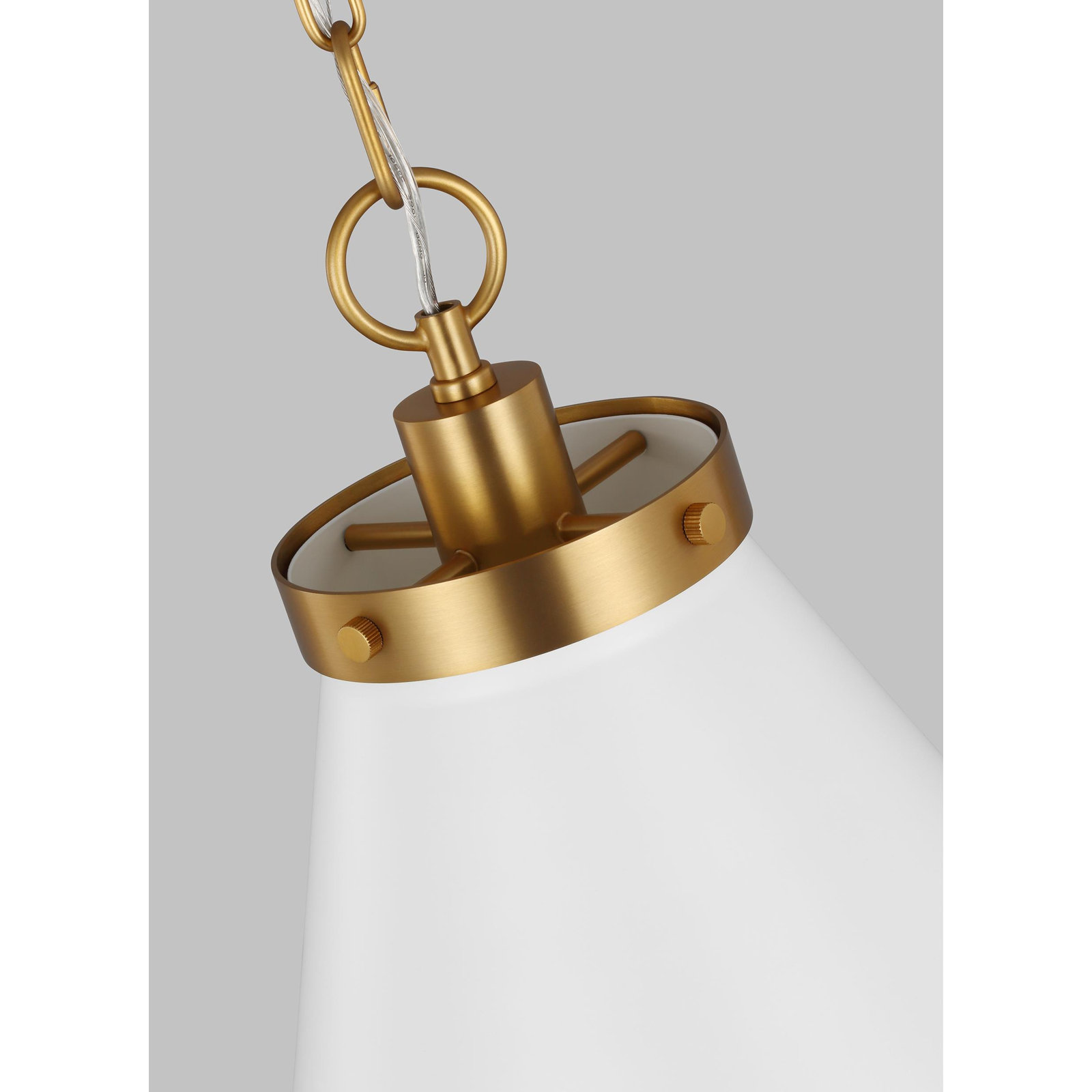 Arnell Single Light Metal Dimmable Pendant, Burnished Brass, Matte White, 22.625" H x 19.5" W x 19.5" D