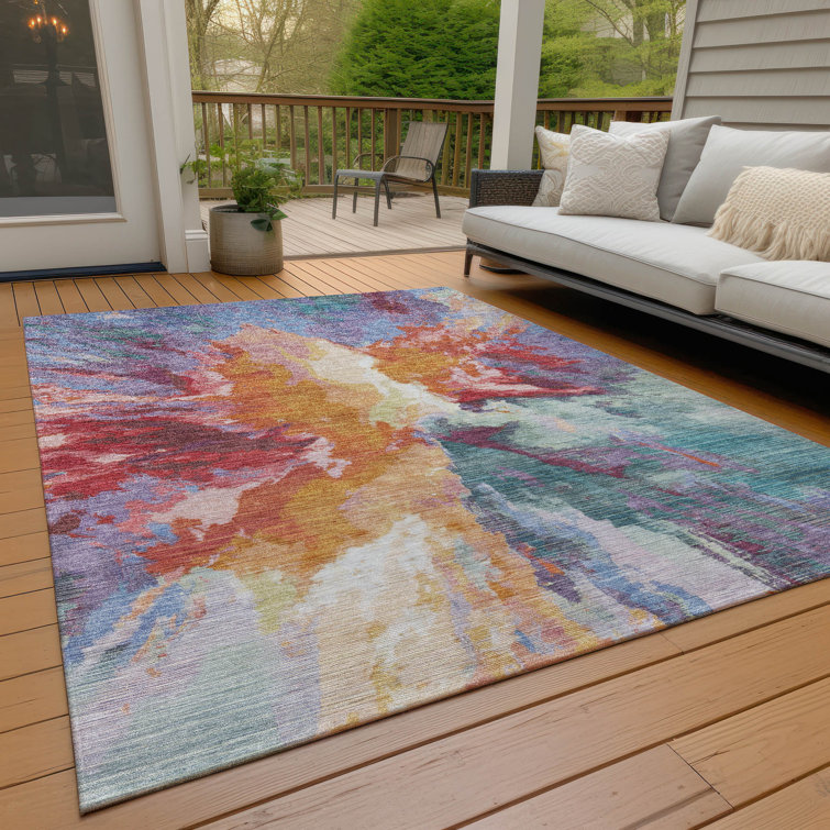 Machine Washable Indoor/Outdoor Claudian ACN1632 Orange Rug