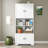 Tall & Wide Freestanding Bathroom Floor Cabinet | 4 Doors, Adjustable Shelves & Open Multi-Layer Shelves | Spacious Storage Unit for Toiletries, Towels & Essentials | Ideal for Humid Bathroom Environments-178666206