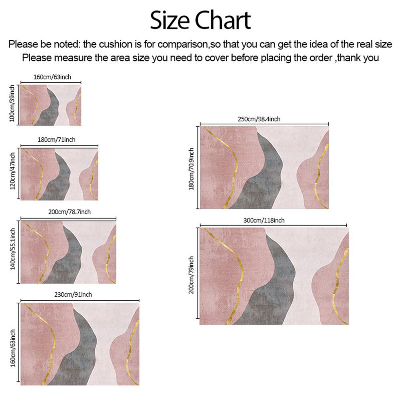Abstract wave pink-gray gold foil textured living room carpet, soft and comfortable, easy to clean, and machine washable. Indoor floor mat, suitable for dining room, bedroom, entryway, home office, hallway, and kitchen home decoration.