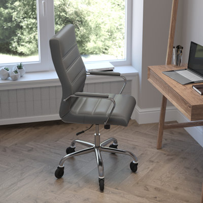 High Back Executive Swivel Office Chair with Frame, Arms, and Transparent Roller Wheels