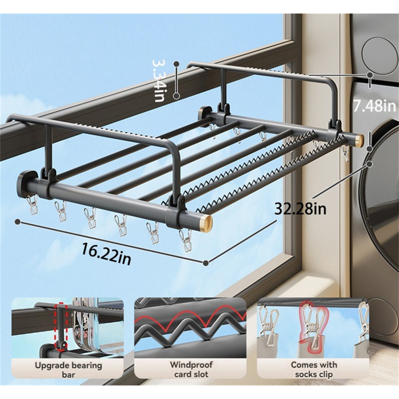 Support de balcon multifonctionnel, H 7,48 po x l 32,28 po x P 16,22 po