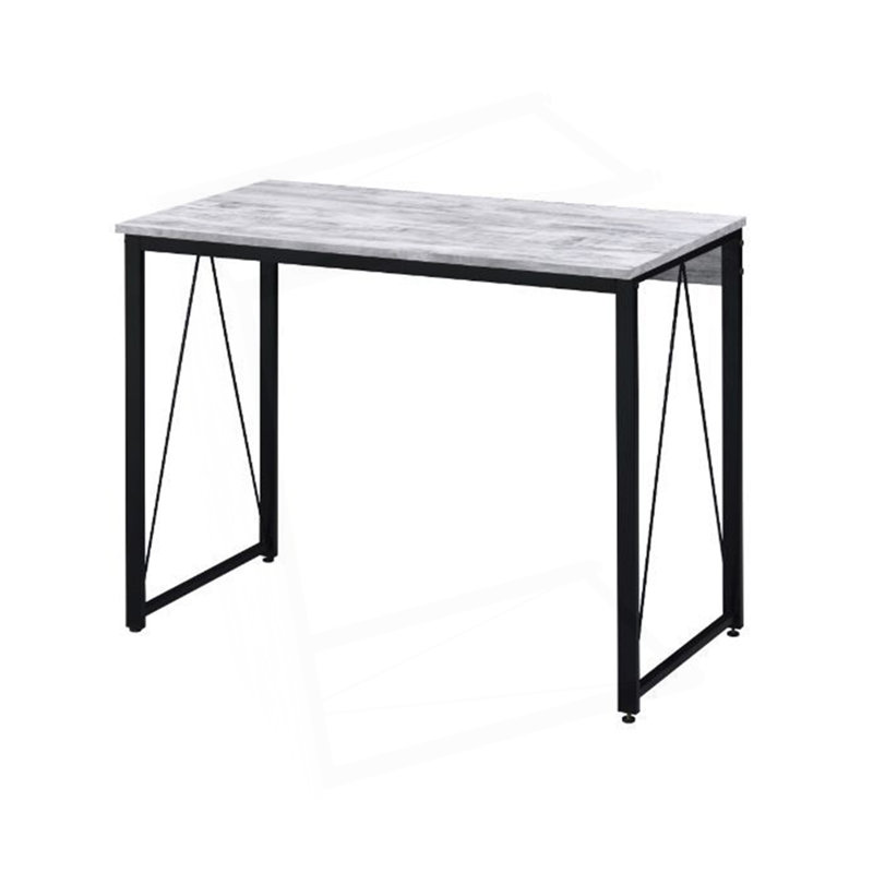 Bureau d'écriture rectangulaire avec base en métal, H 28 po x l 35 po x P 18 po, Blanc antique